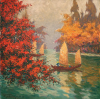 Картины - Джордж Виктор Данту, Лодки на реке