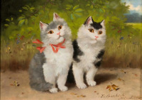 Картины - Софи Сперлих, Два котёнка и красный бантик
