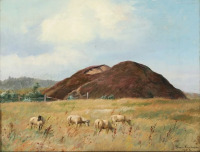 Картины - Симон Симонсен, Пейзаж с овцами на пастбище в Галилее