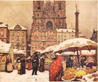 Картины - Картини.  Тавік Франтісек Симон (1877-1942).  Париж. Старе місто. Ринок.