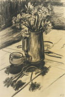 Картины - Наталья Гончарова. Цветы в кувшине и чайная чашка