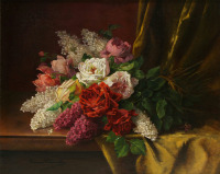 Картины - Альфред Брунель де Невиль. Сирень и розы