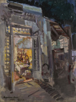Картины - Константин Коровин. Дом в Гурзуфе с интерьером при свечах