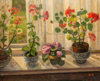 Картины - Хильда ван Стокум. Цветы на подоконнике