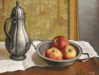 Картины - Хильда ван Стокум. Яблоки и оловянная посуда