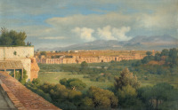 Картины - Людвиг Гурлитт. Вид на Альбанские холмы и Стены Аврелия в Риме
