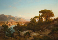 Картины - Людвиг Гурлитт. Вид на долину Гуаданья близ Палермо