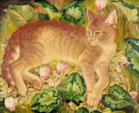 Картины - Кетлин Хейл. Мармеладный кот Орландо среди цветов