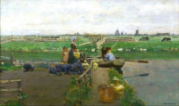 Картины - Ганс Херрманн. Луговой пейзаж с цветочной лодкой