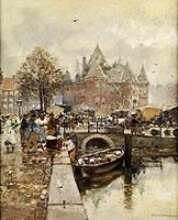 Картины - Ганс Херрманн. Новый рынок в Амстердаме с видом на Каналграхт
