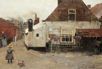 Картины - Ганс Херрманн. Голландская деревенская сцена
