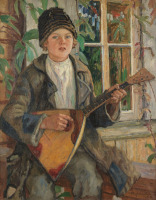 Картины - Николай Богданов-Бельский. Мальчик с балалайкой