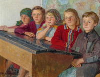 Картины - Николай Богданов-Бельский. Крестьянские дети за школьной партой