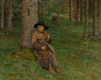 Картины - Николай Богданов-Бельский. Крестьянские дети. Мальчик в лесу
