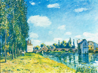Картины - Альфред Сислей. Мост в Море-сюр-Луэне.  1888