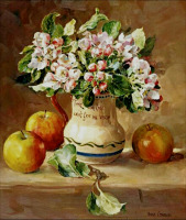 Картины - Энн Коттерилл. Яблоневый цвет в кувшине Торки и яблоки. Воспоминания о лете. Цветы и фрукты