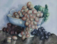 Картины - Лаура Комбс Хиллс. Натюрморт с виноградом в вазе