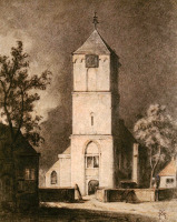 Картины - Ксавье Меллери. Церковь в лунном свете