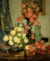 Картины - Герберт Дэвис Рихтер. Красные и белые розы. Биография художника