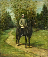 Картины - Вильгельм Вестероп. Конный офицер на лесной дороге