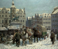 Картины - Вильгельм Вестероп. Зима в Дюссельдорфе. Рыночная площадь