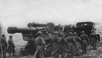Калининградская область - Транспортировка советской 280-мм мортиры Бр-5 в Восточной Пруссии Январь 1945 года.
