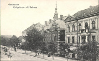 Гусев - Gumbinnen. Koenigstrasse mit Rathaus.