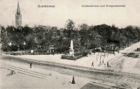 Гусев - Gumbinnen. Lindenstrasse und Kriegerdenkmal.