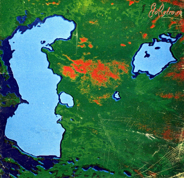 Разное - Снимок Каспийского и Аральского морей со спутника 