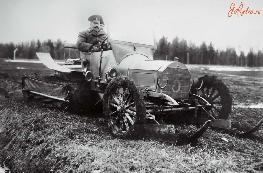 Ретро автомобили - «Лесснер-Мерседес» с движителем «кегресс» на испытаниях в июле 1912 года.