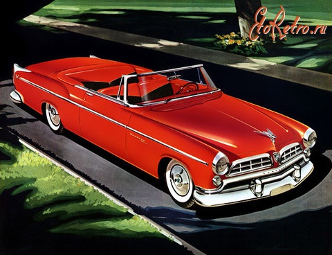Ретро автомобили - Красный кабриолет Chrysler,1955г.