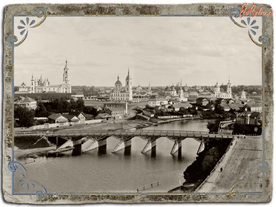 Кашин - Центральная часть города и Ильинский мост. Вид с пожарной каланчи