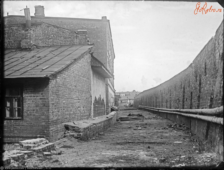 Москва - Китайгородская стена в Зарядье вдоль набережной 1940—1941, Россия, Москва,