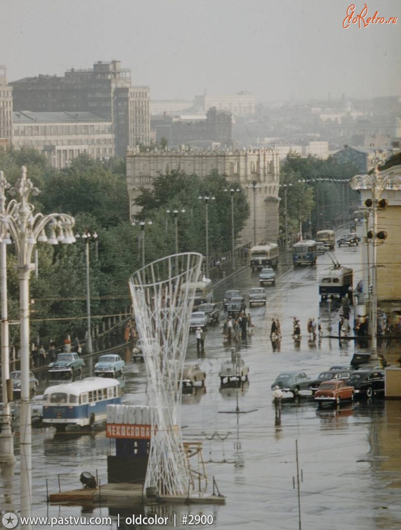 Москва - Движение по Манежной улице 1959, Россия, Москва,