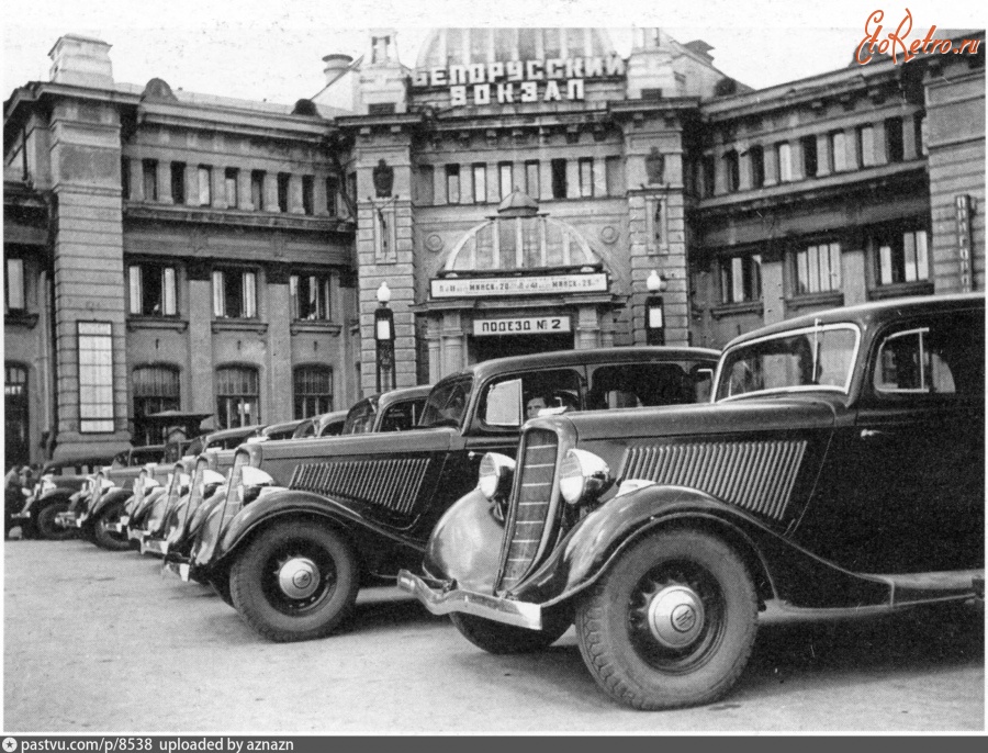 Москва - Стоянка такси у Белорусского вокзала 1937—1939, Россия, Москва,