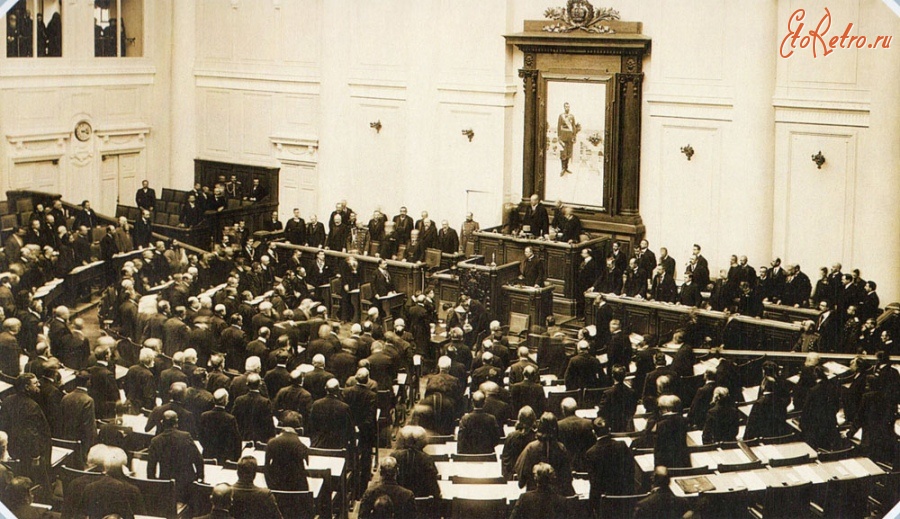 Санкт-Петербург - Заседание III Государственной думы в Таврическом дворце.