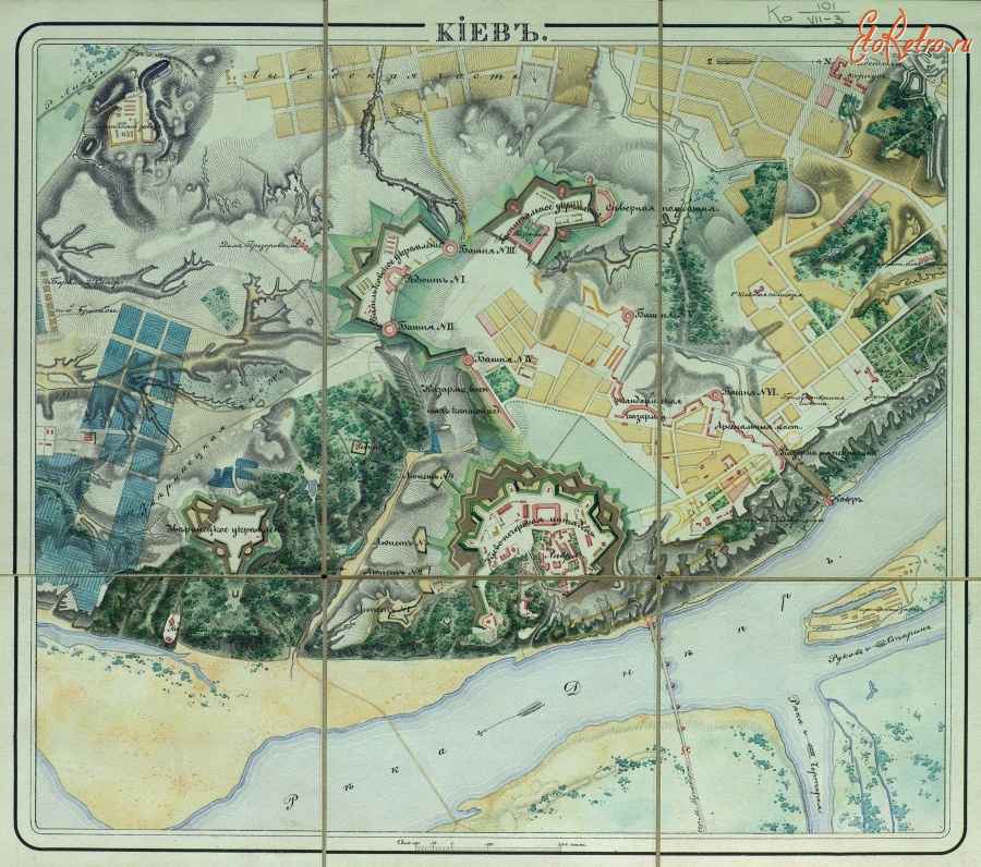 Киев - План Киевской крепости, 1830 год