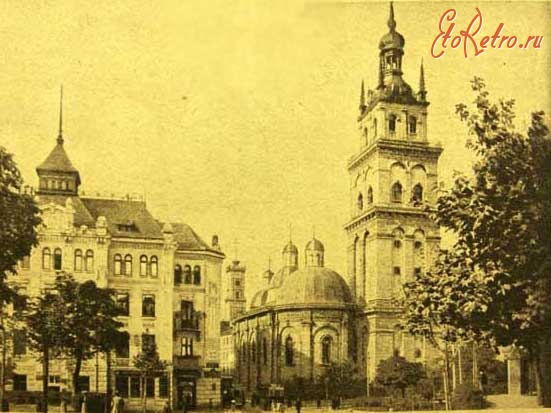 Львов - Успенская церковь и башня Корнякта (первая половина 20 в.)