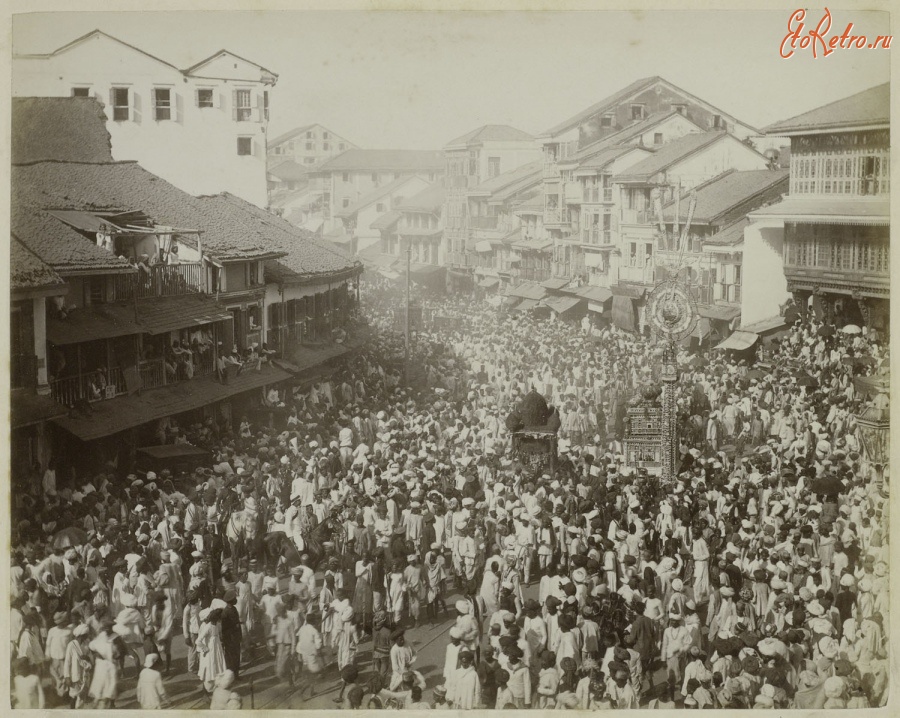 Индия - Ритуальное шествие на улицах Индии. 1900