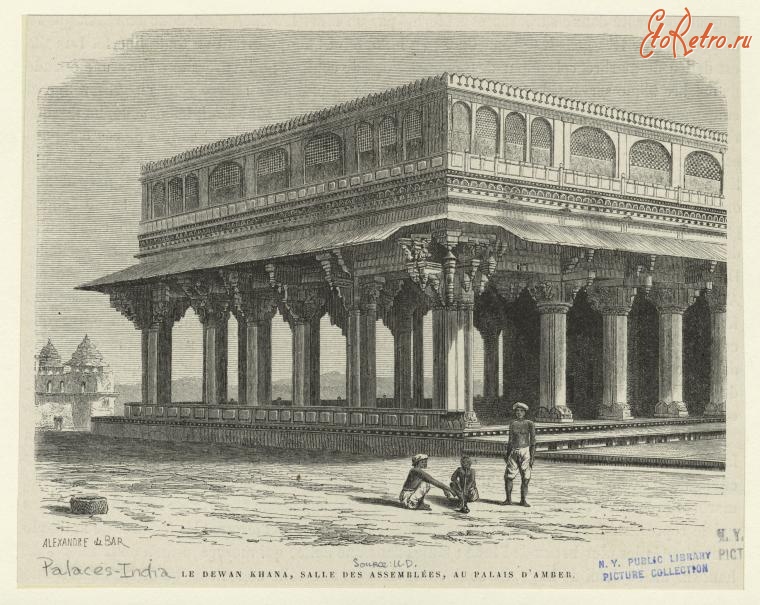 Индия - Дворец Деван Хана Амбра в Раджастане, 1872