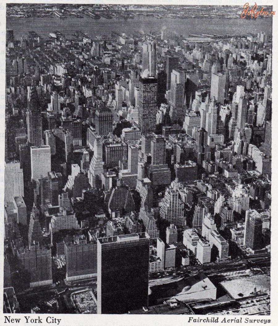 Нью-Йорк - Аerial view of midtown manhattan looking northwest from east river may 1961 США,  Нью-Йорк (штат),  Нью-Йорк,  Манхеттен