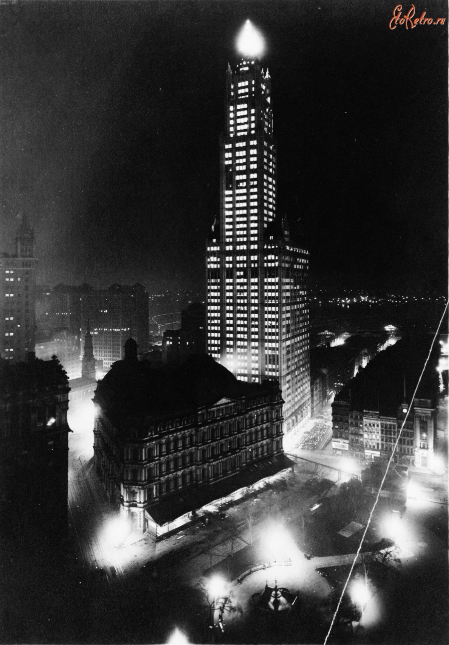 Нью-Йорк - Woolworth Building, 1913, Manhattan New York City at Night США,  Нью-Йорк (штат),  Нью-Йорк,  Манхеттен