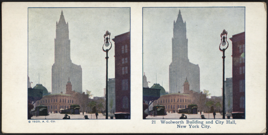 Нью-Йорк - Woolworth Building and City Hall, New York. США,  Нью-Йорк (штат),  Нью-Йорк,  Манхеттен