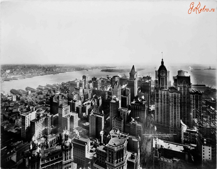 Нью-Йорк - Southern Manhattan seen from the Woolworth Building США,  Нью-Йорк (штат),  Нью-Йорк,  Манхеттен
