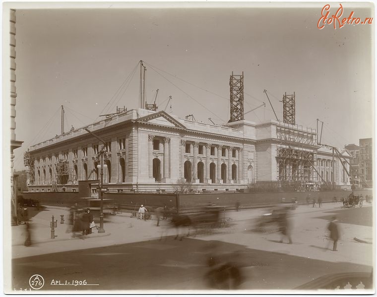 Нью-Йорк - Манхэттен. Пятая Авеню. Нью-Йоркская Публичная Библиотека, 1906