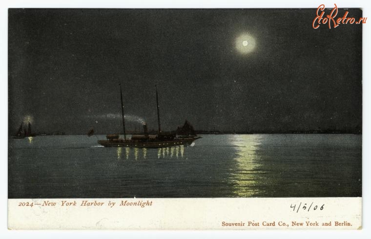Нью-Йорк - Нью-Йоркская гавань в лунном свете, 1901-1907