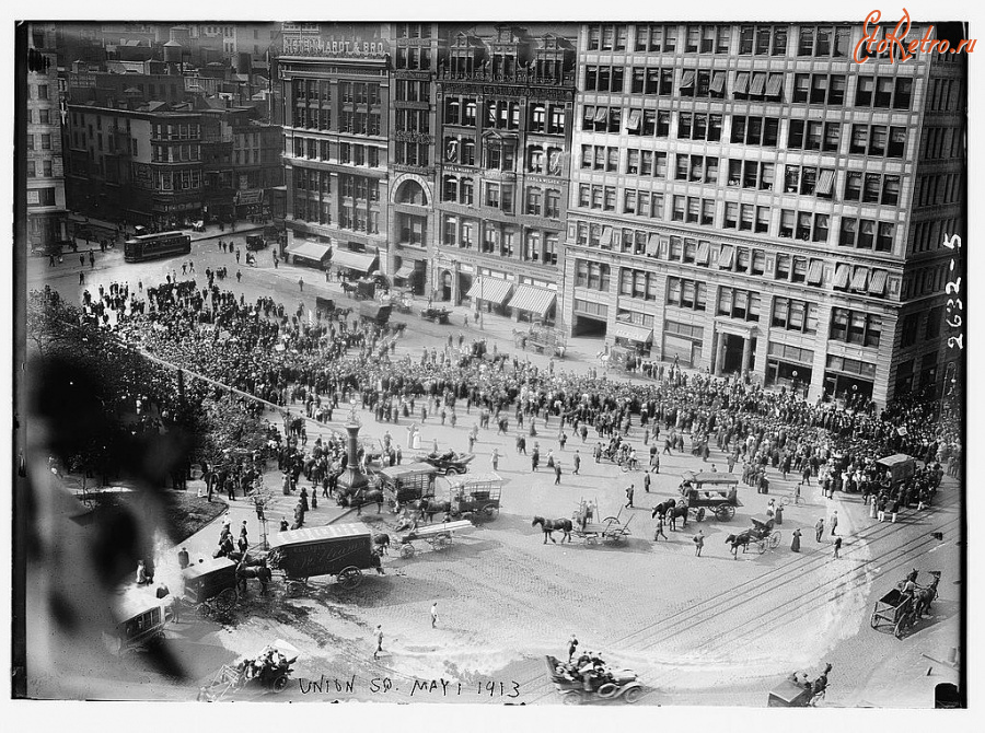 Нью-Йорк - Парад на Юнион-Сквер 1 мая 1913