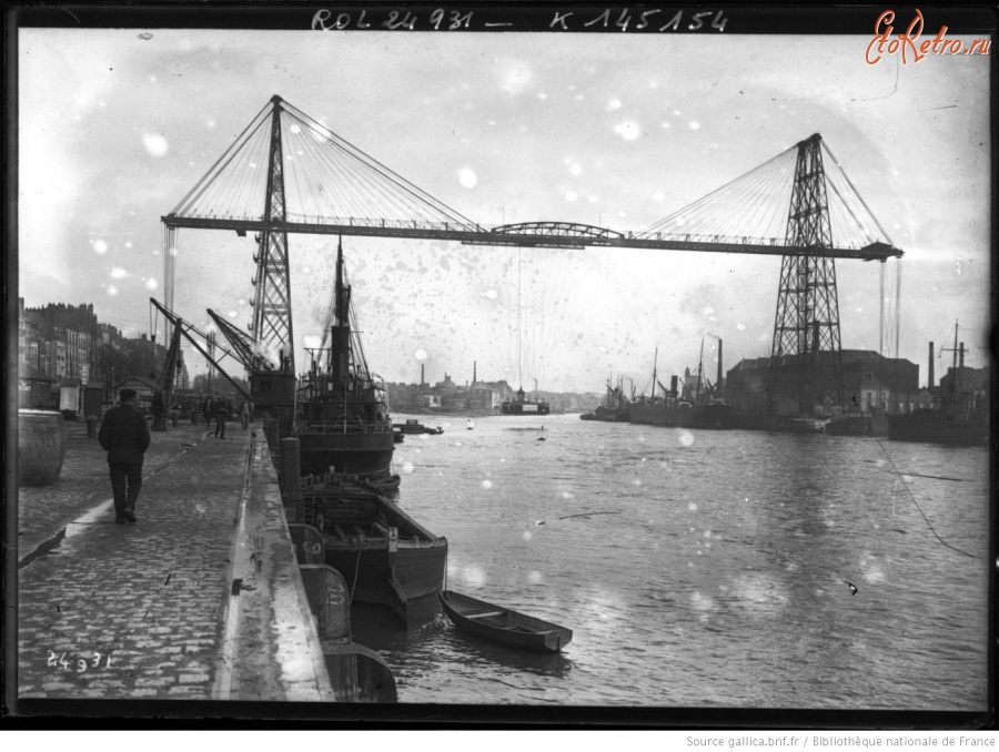 Франция - Нант.  Мост-транспортёр над Луарой, 1912
