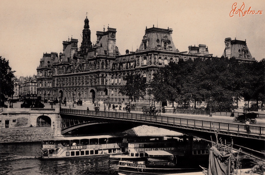 Париж - Le Pont d'Arcole (Аркольский мост) et l'H?tel de Ville Франция