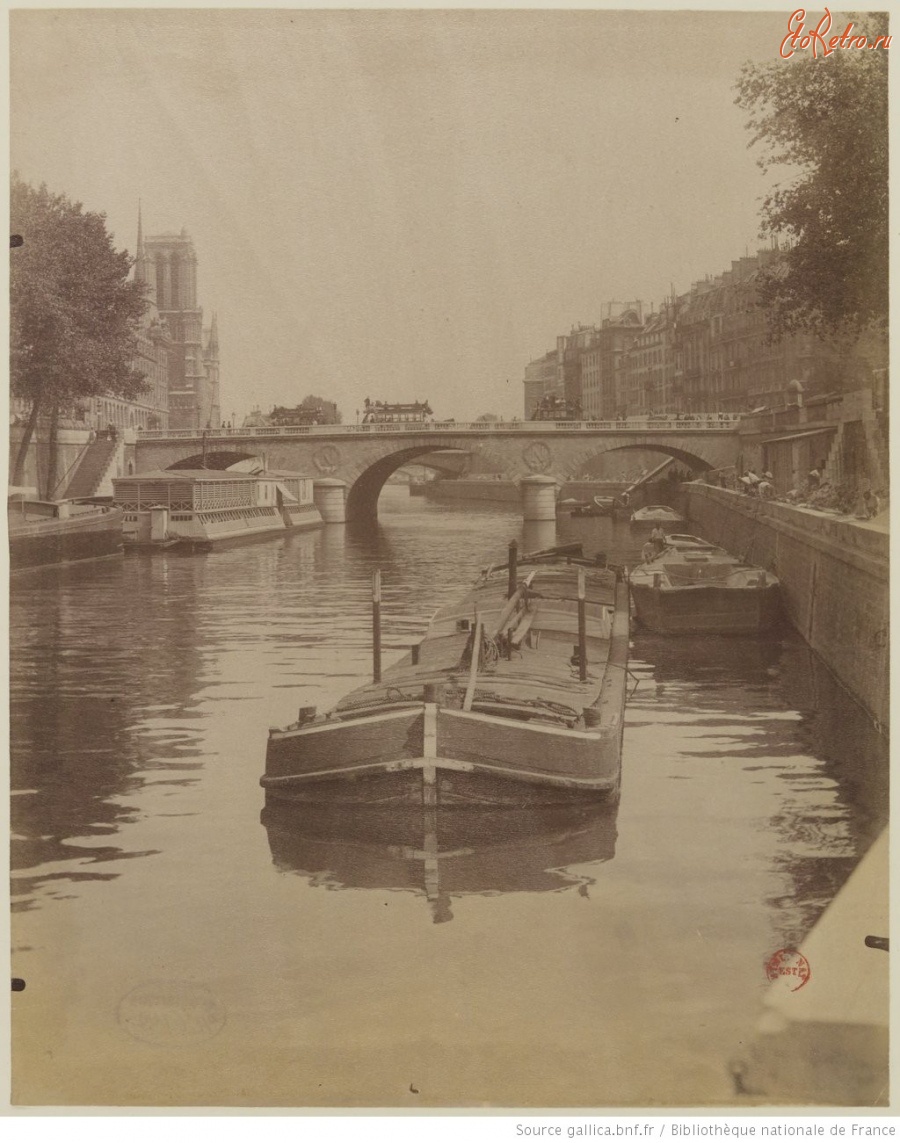 Париж - Эжен Аже. Река Сена. Мост Сен-Мишель, 1899-1900